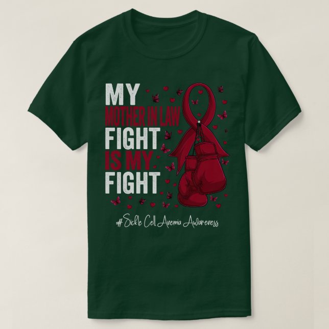 T-shirt Burgundy Ribbon Mère en droit Fighter Sickle Cell (Design devant)