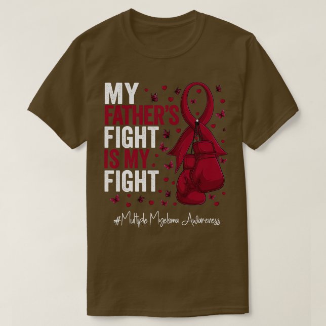 T-shirt Burgundy Ribbon père combattant plusieurs myélomes (Design devant)