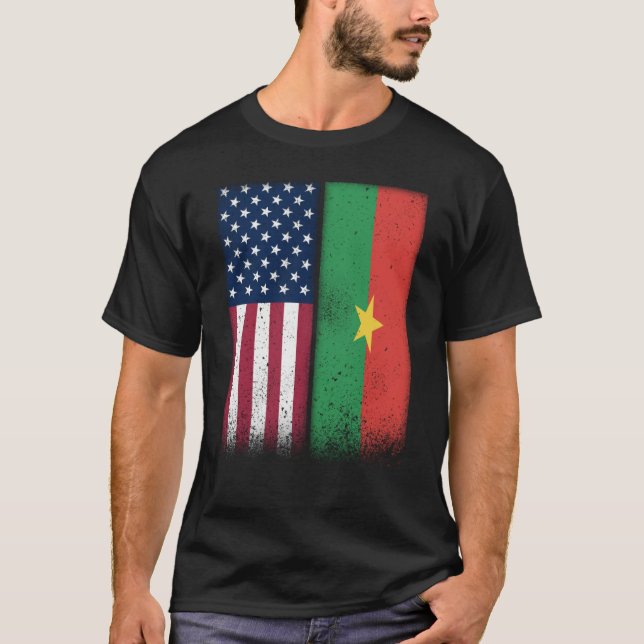 T-shirt Burkina Faso Burkinabe American Flags Proud USA (Devant)