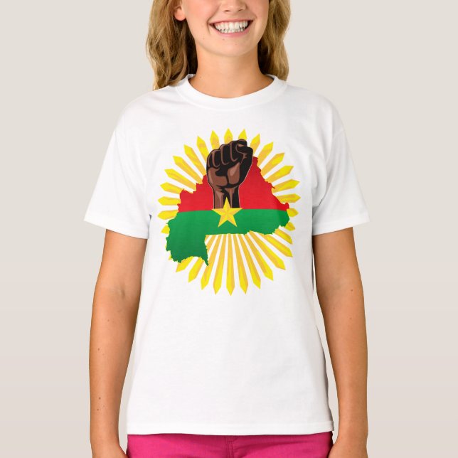 T-shirt Burkina Faso Carte, drapeau et première révolution (Devant)