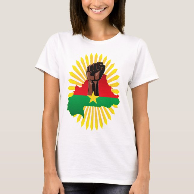 T-shirt Burkina Faso Carte, drapeau et première révolution (Devant)