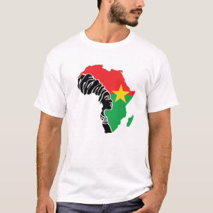 T-shirt Burkina Faso Flag Africa Map Ethnic Heritage Black