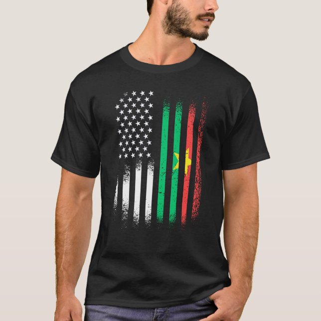 T-shirt Burkinabe American Patriot Grown Country USA Flags (Devant)