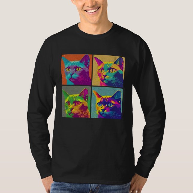 T-shirt Burmese Cat Pop Illustration Colorful Animal Men (Devant)