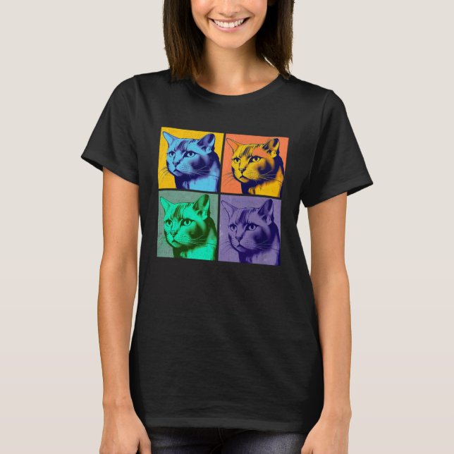 T-shirt Burmese Cat Pop Illustration Colorful Animal Men   (Devant)