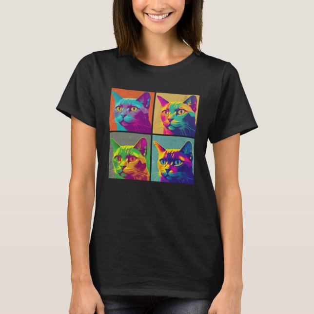 T-shirt Burmese Cat Pop Illustration Colorful Animal Men (Devant)