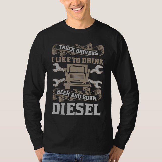 T-shirt Burn Diesel Trucker  Truck Driver Men (Devant)