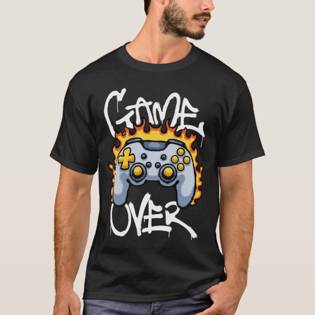 T-shirt burning Game Controller streetwear (Devant)