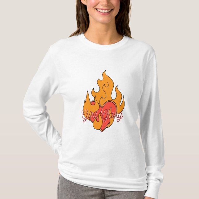 T-shirt Burning Heart Girl Gang (Devant)