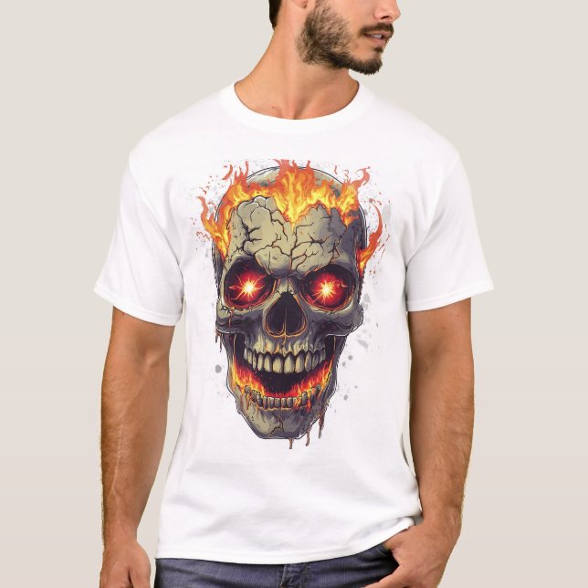 T-shirt Burning Skull Inferno (Devant)