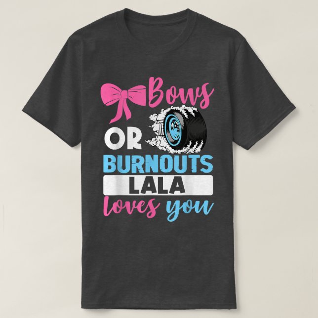T-shirt Burnouts ou Bows Lala vous aime Genre Reveal parti (Design devant)