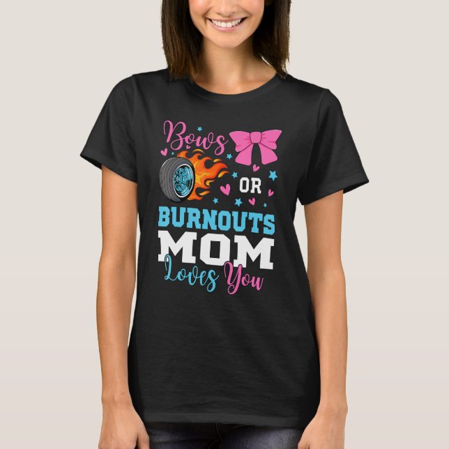 T-shirt Burnouts ou Bows Maman vous aime Genre Reveal Part (Devant)