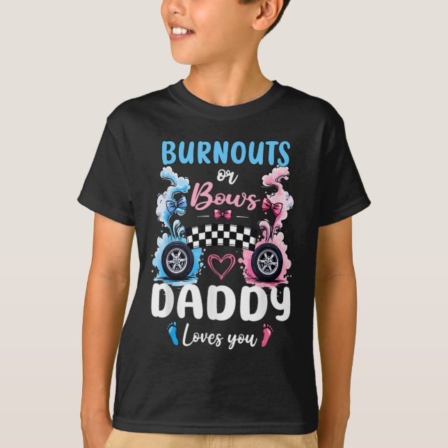 T-shirt Burnouts Ou Bows Papa Vous Aime Genre Révéler Anno (Devant)