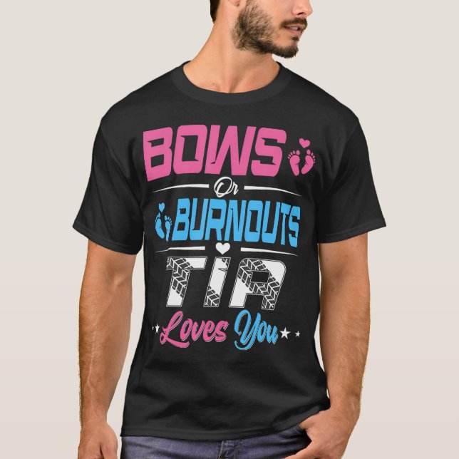 T-shirt Burnouts Ou Bows Sexe Révéler Faire-part de fête (Devant)