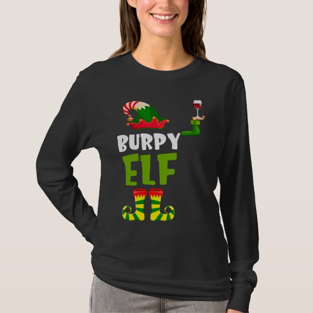 T-shirt Burpy Elf Matching Christmas T  Wine Lover (Devant)