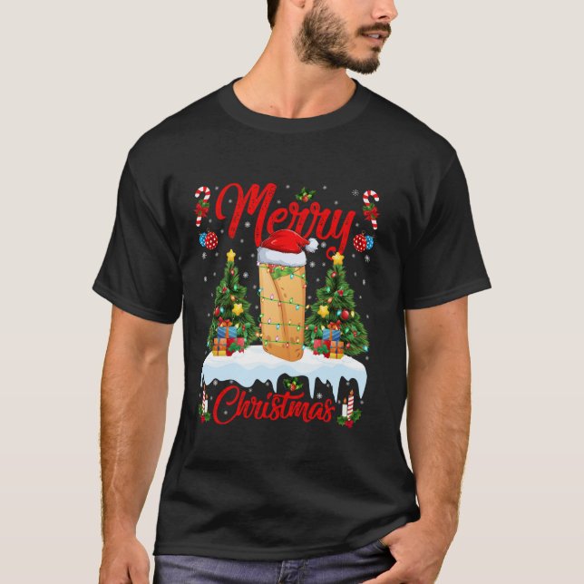 T-shirt Burrito Merry Christmas Tree Lights Fast Food Burr (Devant)