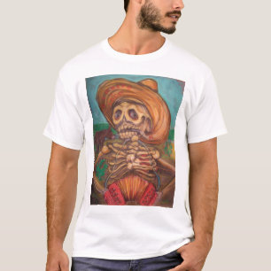 T-shirt burro de l'accordéon y d'escroquerie de skeleto