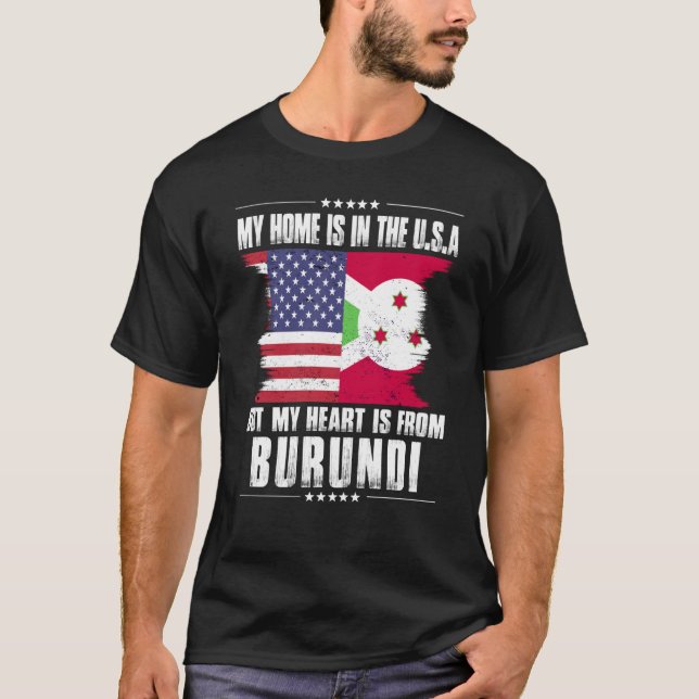 T-shirt Burundi American Patriot Grown Proud Home Heart US (Devant)
