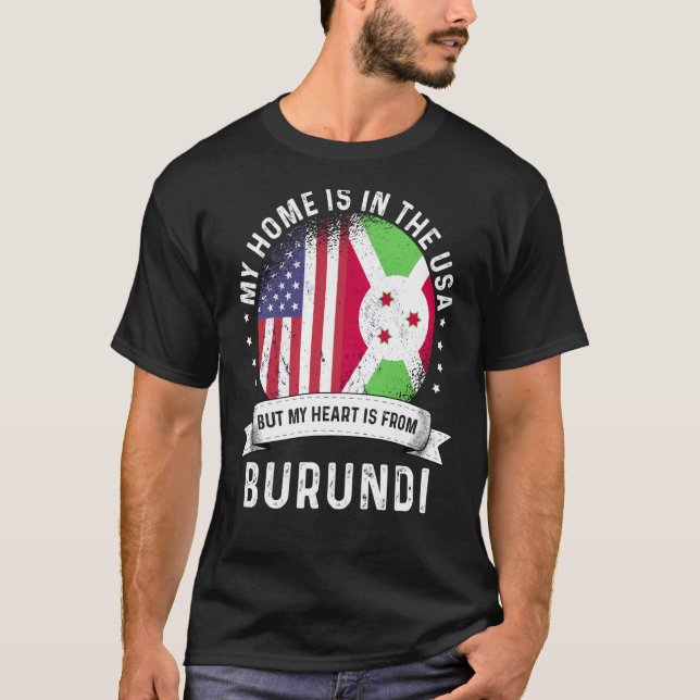 T-shirt Burundi American Patriot Grown Proud Home USA Flag (Devant)