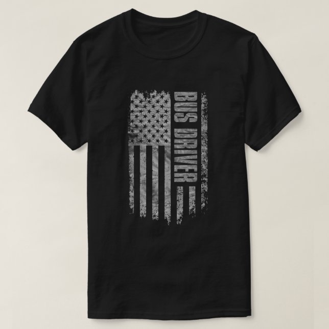 T-shirt Bus Driver USA Flag Distressed design (Design devant)
