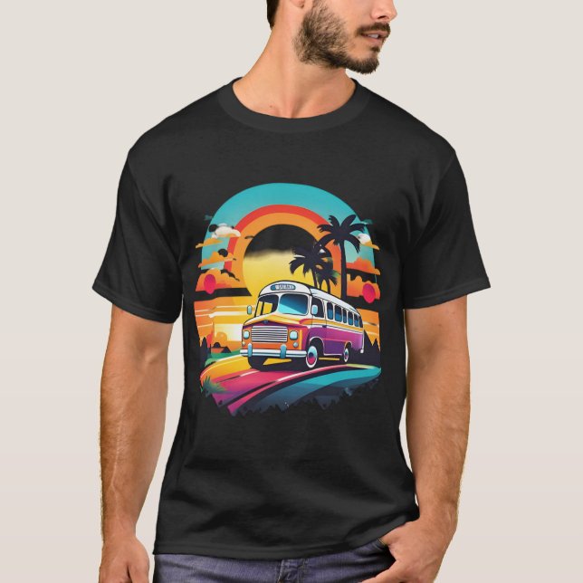 T-shirt Bus Rétro À Sunrise (Devant)