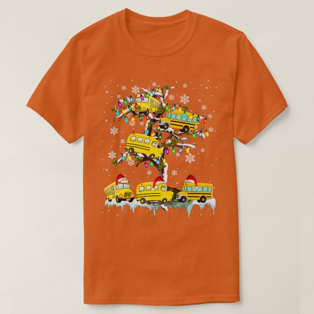T-shirt Bus scolaire à Noël Arbre Père Noël Bus scolaire à (Design devant)