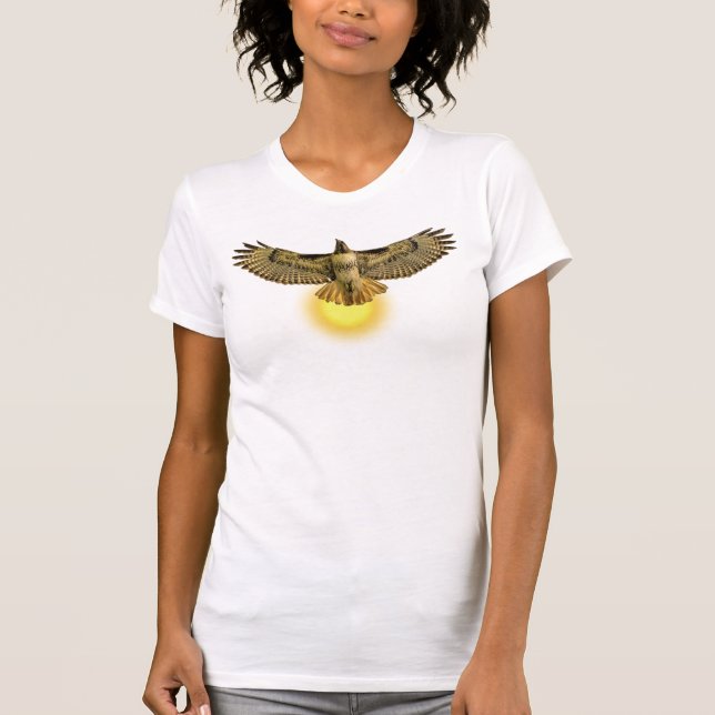 T-shirt Buse à queue rousse volant avec le soleil (Devant)