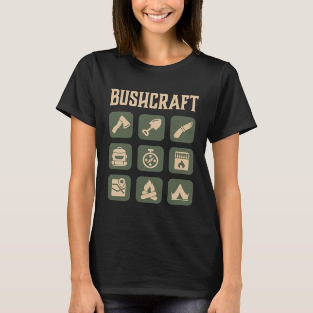 T-shirt Bushcraft Outdoor Survival Living Nature Camping   (Devant)