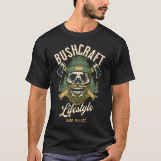 T-shirt Bushcraft Survie en plein air Crâne barbu Bois-hom