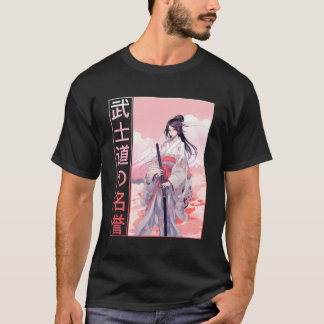 T-shirt Bushido Code Anime Samurai Girl Japonaise Guerrier