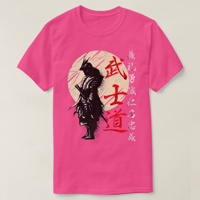 T-shirt Bushido Code Samurai Japonais guerrier Kanji Premi (Design devant)