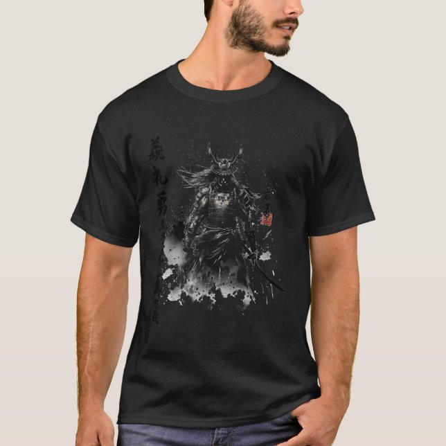 T-shirt Bushido Kyokushin Karate Symbole Dojo Samurai Code (Devant)