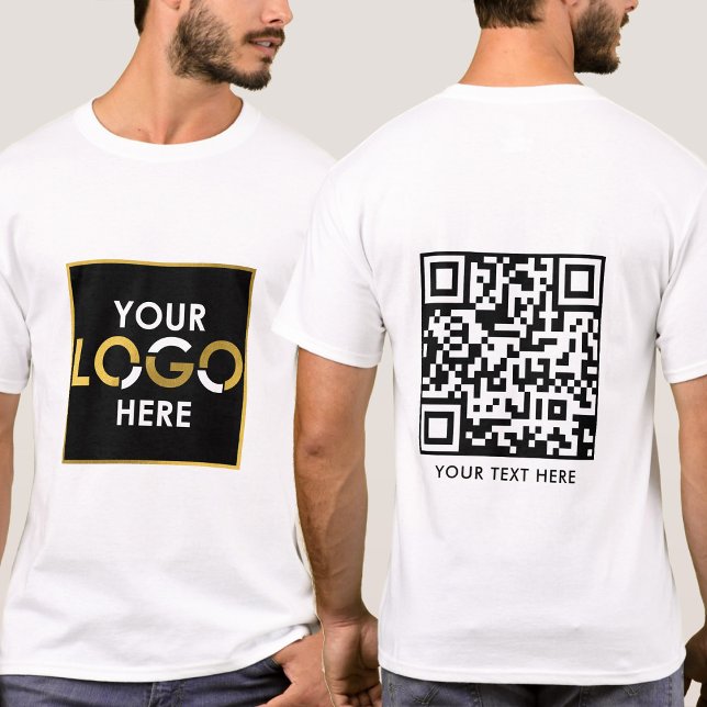 T-shirt Business Your Logo Ici QR Code & Texte Promotionne (Business Your Logo Here QR Code & Text Promotional T-Shirt)