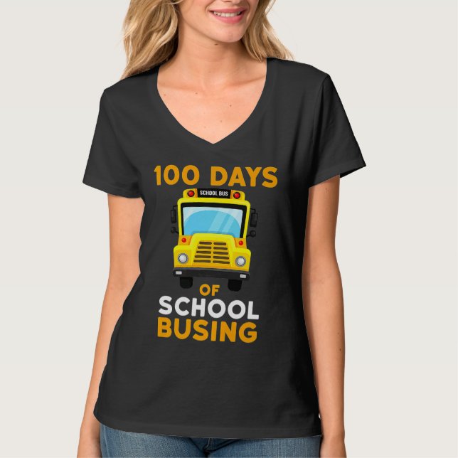 T-shirt Busing School Bus Driver 100 Days Of School Boys G (Devant)