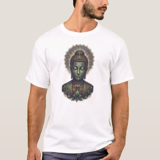 T-shirt Buste de Bouddha Orné avec Impression d'Art Mandal