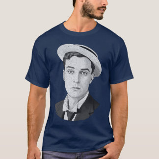 T-shirt Buster Keaton Digital Distressed Grunge Portrait o