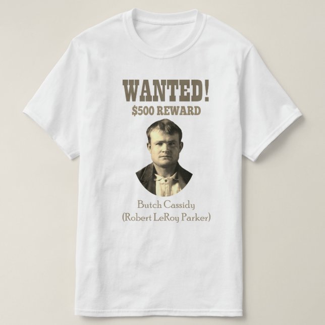 T-shirt Butch Cassidy Recherché 🚨 Wild West Outlaw USA (Design devant)
