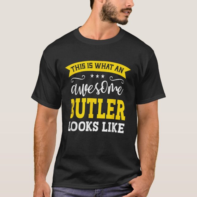 T-shirt Butler Titre du travail Employé Drôle Travailleur  (Devant)