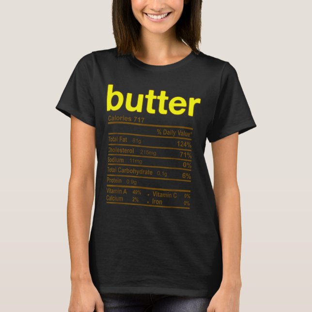 T-shirt Butter Nutrition Facts Funny Thanksgiving Christma (Devant)