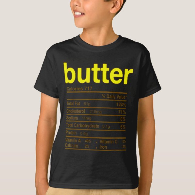 T-shirt Butter Nutrition Facts Funny Thanksgiving Christma (Devant)