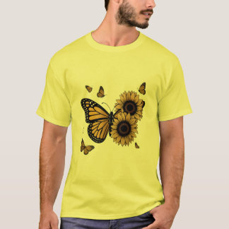 T-shirt Butterflies and Sunflowers