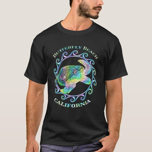 T-shirt Butterfly Beach Californie Vacances Tortue tribale (Devant)