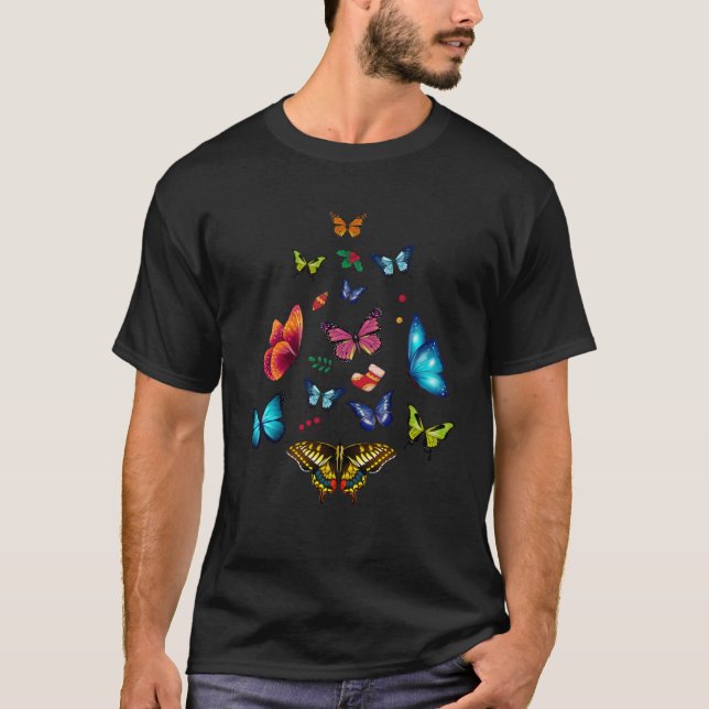 T-shirt Butterfly Christmas Tree Lights Butterfly Women Gi (Devant)