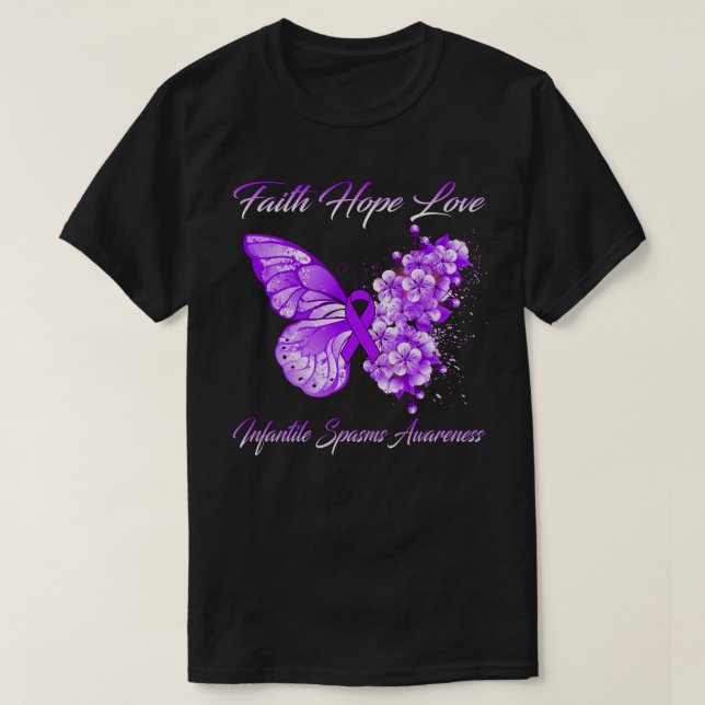 T-shirt Butterfly Faith Hope Love Infantile Spasms Award (Design devant)