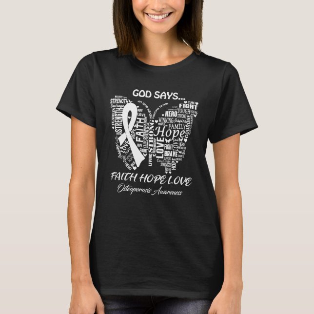 T-shirt Butterfly Faith Hope Love Osteoporosis Awareness (Devant)