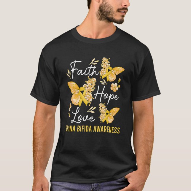 T-shirt Butterfly Faith Hope Love Ribbon Spina Bifida Awar (Devant)