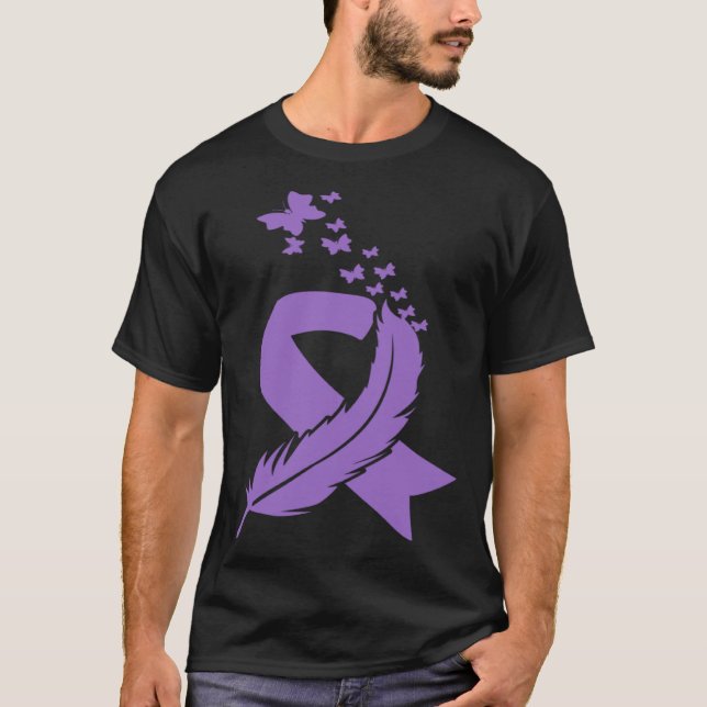 T-shirt Butterfly Feather Ribbon Alzheimer s & Epilepsy Aw (Devant)