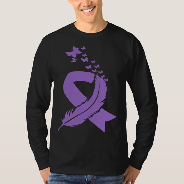 T-shirt Butterfly Feather Ribbon Alzheimer s & Epilepsy Aw (Devant)