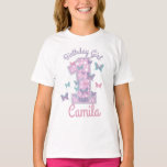 T-shirt Butterfly First Birthday Girl<br><div class="desc">Célébrez l'anniversaire avec ce t-shirt spécial,  design personnalisé</div>