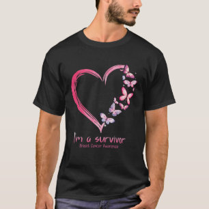T-shirt Butterfly Heart I'm A Survivor Breast Cancer Aware
